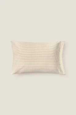 Funda almohada algodón satén cuadros vichy