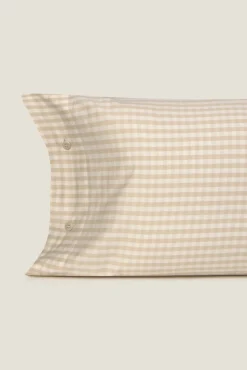 Funda almohada algodón satén cuadros vichy