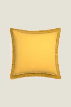 Funda cojín algodón flecos