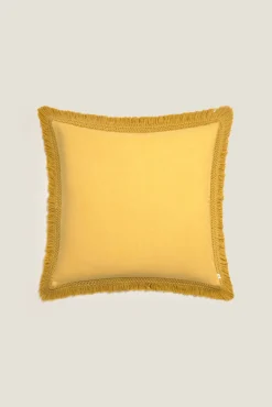 Funda cojín algodón flecos
