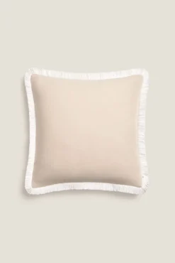 Funda cojín algodón flecos