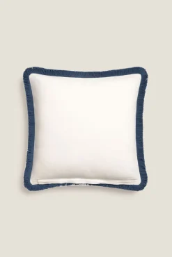 Funda cojín algodón flecos
