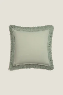 Funda cojín algodón flecos
