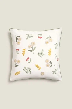 Funda cojín algodón flores
