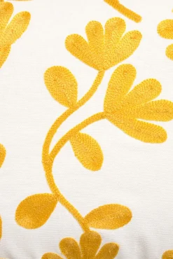 Funda cojín algodón flores bordadas