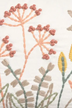 Funda cojín algodón hojas y flores