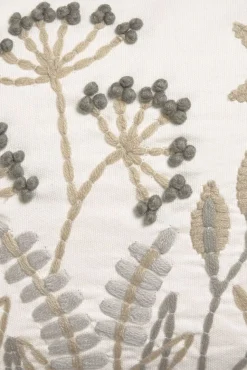 Funda cojín algodón hojas y flores