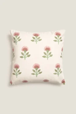 Funda cojín bordado flores
