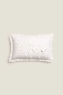 Funda cojín bordado vegetal