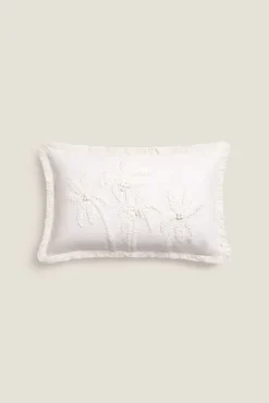Funda cojín bordado vegetal