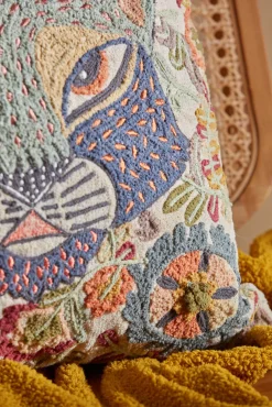 Funda de cojín con motivos felinos bordados Feli