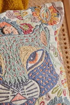 Funda de cojín con motivos felinos bordados Feli