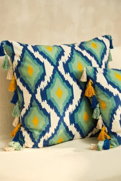 Funda de cojín con print turquesa Bahamas