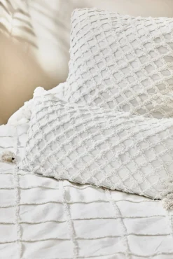 Funda de cojín con relieve de rombos blanco Royal