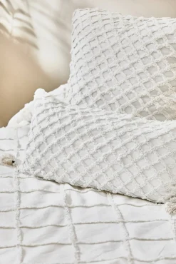 Funda de cojín con relieve de rombos blanco Royal