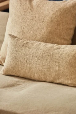 Funda de cojín de lino y algodón beige Arga