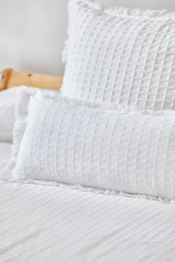 Funda de cojín nido de abeja blanco Panal