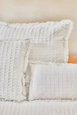 Funda de cojín nido de abeja blanco Panal