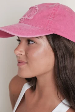 Gorra algodón logo bordado rosa