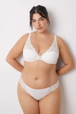 INTUITIVE Sujetador halter relleno encaje blanco