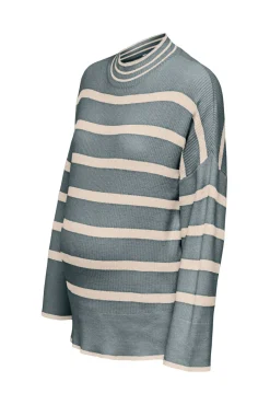 Jersey de lana con cuello alto y hombros caídos a rallas