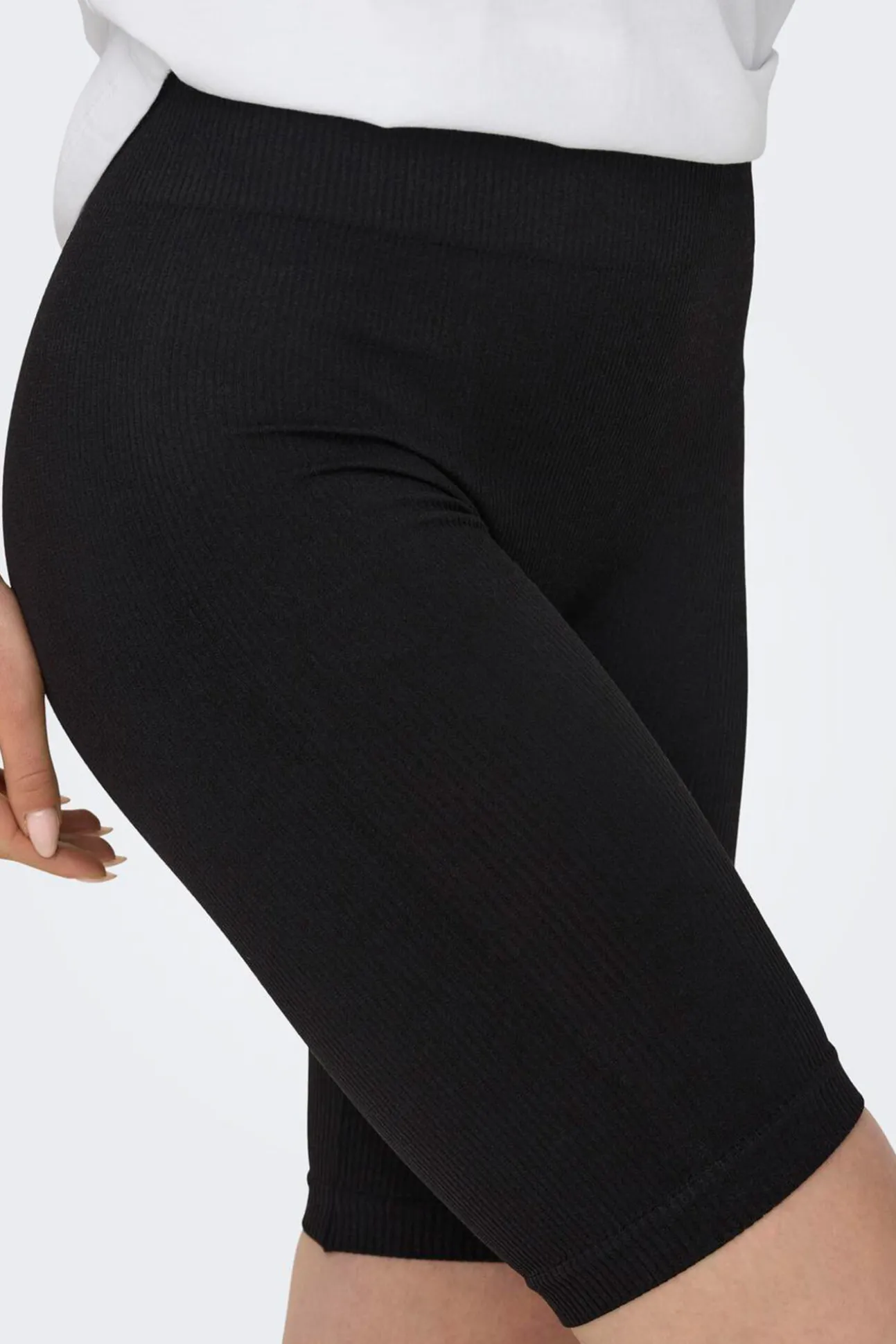Legging ciclista seamless negro canalé