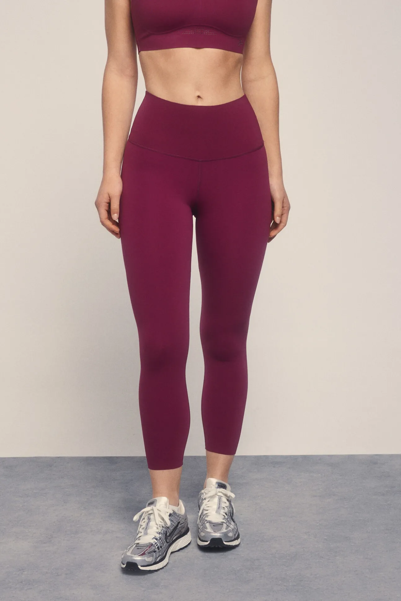 Leggings crop COMPRESSIVE granate logo