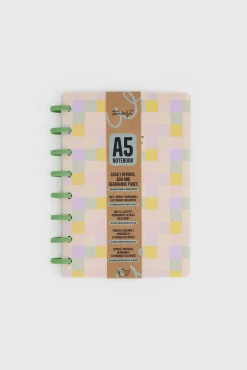 Libreta A5 Cuadros amarillo, verde y lila