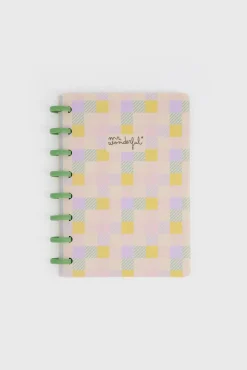Libreta A5 Cuadros amarillo, verde y lila