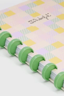 Libreta A5 Cuadros amarillo, verde y lila