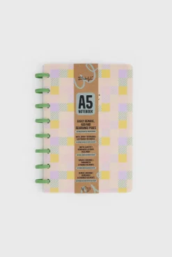 Libreta A5 Cuadros amarillo, verde y lila