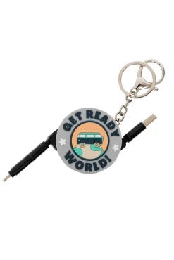 Llavero con cable para cargar el teléfono - Get ready, world!