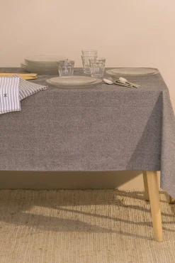 Mantel antimanchas algodón/poliéster chambray 4pax.