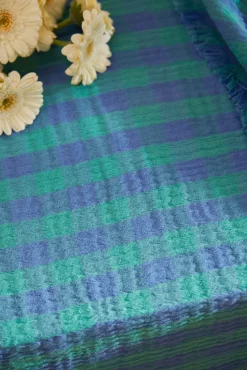 Mantel de algodón vichy azul Nasau