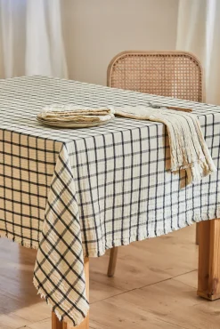 Mantel de muselina a cuadros crudo Piazze
