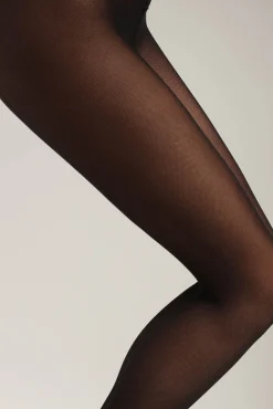 Medias negras de rejilla con ribete Style
