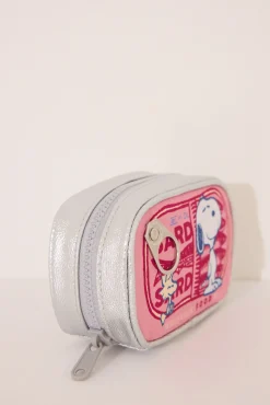 Monedero Snoopy rosa metalizado
