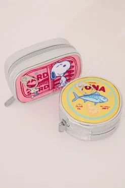 Monedero Snoopy rosa metalizado
