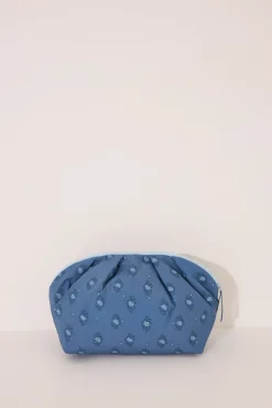 Neceser grande acolchado estampado azul