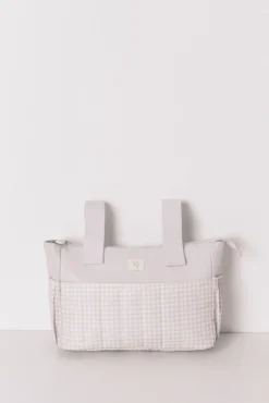 Neceser mediano "maternity" cuadros vichy gris