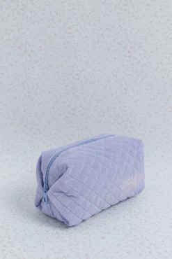Neceser terciopelo logo bordado azul claro