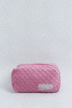 Neceser terciopelo logo bordado rosa
