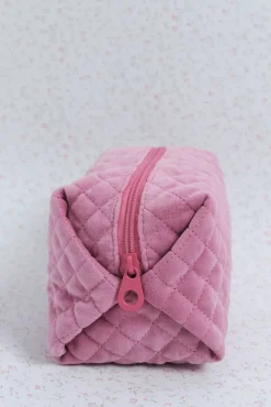 Neceser terciopelo logo bordado rosa