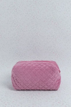 Neceser terciopelo logo bordado rosa