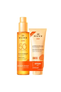 Nuxe Sun Aceite Bronceador Rostro y Cuerpo SPF 50 + Leche Refrescante After Sun 100ml DE REGALO