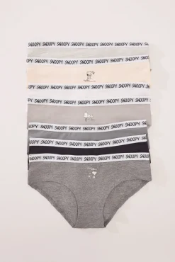 Pack 7 bragas anchas algodón multicolor Snoopy
