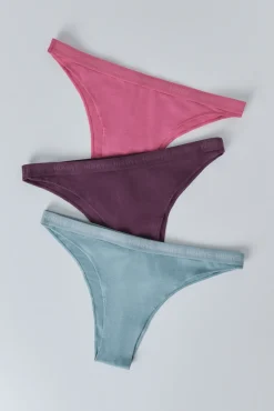 Pack 3 bragas brasileñas verde, rosa, morado