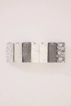 Pack 7 bragas clásicas algodón gris blanco