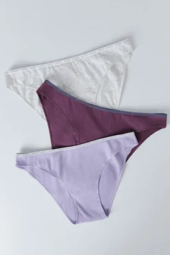 Pack 3 bragas clásicas morado, rosa, gris