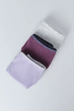 Pack 3 bragas clásicas morado, rosa, gris